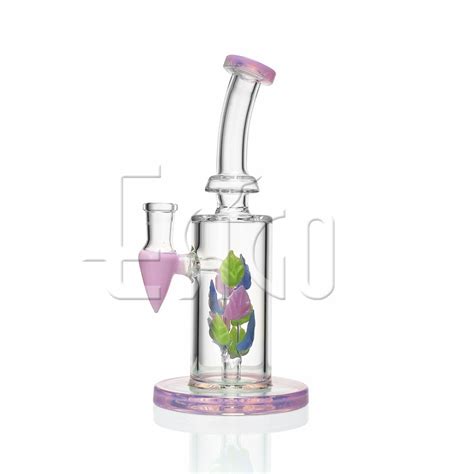 Esigo Bend Neck Colorful Leaves Slime Colors Oil Rig Glass Water Pipes