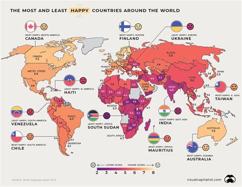 Los Pa Ses M S Felices Del Mundo En Un Mapa