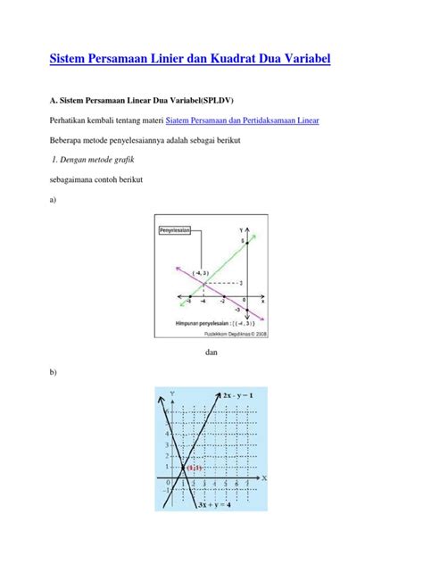 Contoh Soal Sistem Persamaan Linear Dan Kuadrat Dua Variabel Metode Grafik Contoh Soal Fungsi