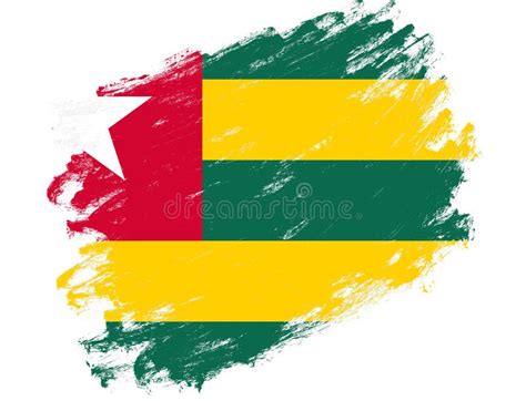 Togo Flag Painted On A Grunge Brush Stroke White Background Stock Image