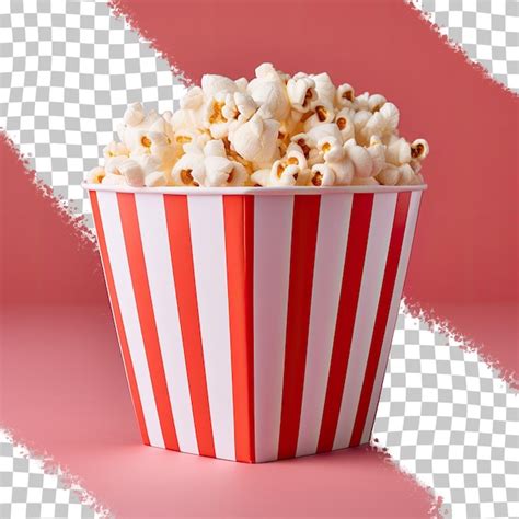 Fond Transparent Avec Un Seau De Pop corn à Rayures Rouges Et Blanches