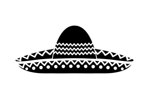 Sombrero Mexican Hat Flat Vector Icon Black Filled Symbol Stock