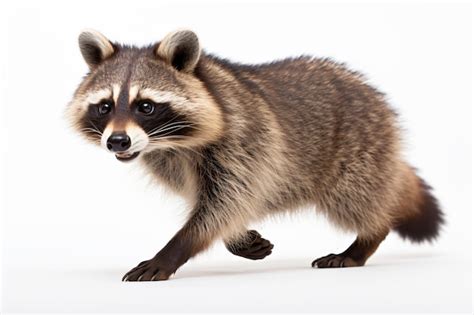 Premium Ai Image A Raccoon Walking Across A White Surface