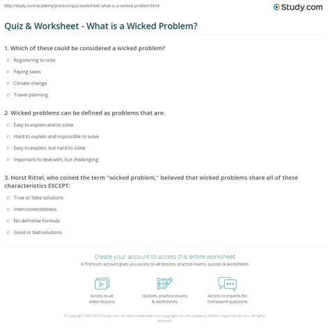 Quiz Worksheet What Is A Wicked Problem Study