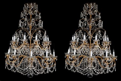 Pair Of Large Antique French Louis Xvi Style Gilt Bronze And Crystal