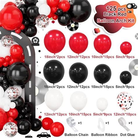 Kit Arche Ballons Rouge Et Noir Pcs Guirlande Ballons De Baudruche