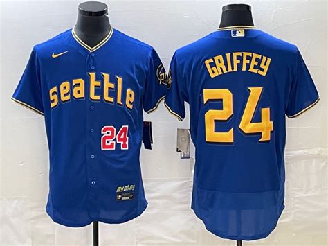 Mens Seattle Mariners 24 Ken Griffey Number Blue 2023 City Connect