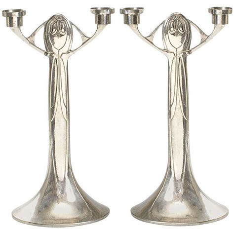 Joseph Maria Olbrich Pair Of Art Nouveau Candlesticks At 1stdibs