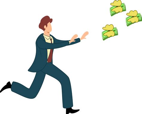 Businessman Chasing Money That Has Wings Businessman Controlled By