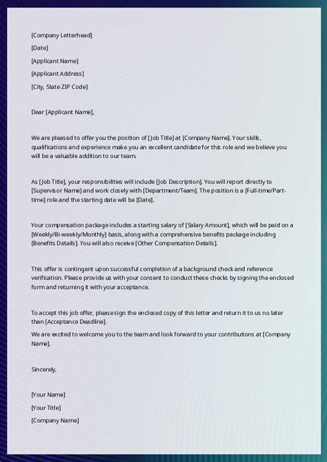 Employer Job Offer Letter Template - Infoupdate.org