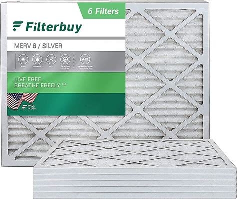 Filterbuy 20x25x1 Air Filter MERV 8 Pleated HVAC AC Furnace Filters 6