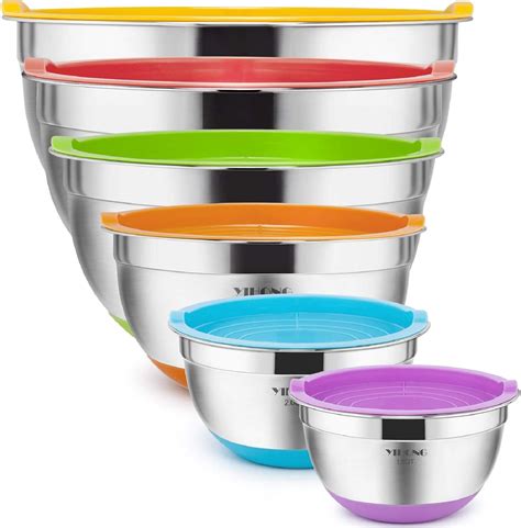 Yihong 6 Pcs Stainless Steel Mixing Bowls With Lids Metal