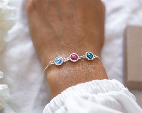 Three Birthstones Bracelet Mother S Birthstone Bracelet Etsy