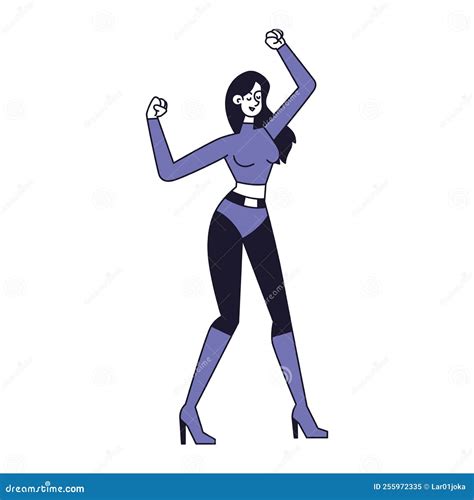 Isolated Cute Female Character Dancing To Pop Music Vector Stock Vector