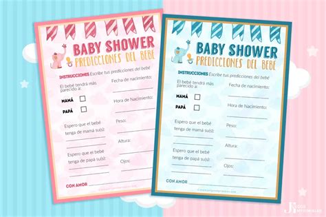 Predicciones del Bebé Actividad para Baby Shower Juegos Imprimibles