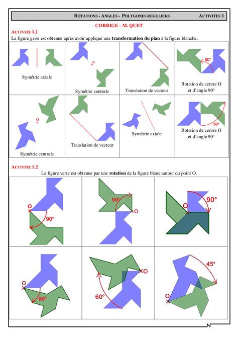 Découverte De La Rotation Corrigés Dexercices Alloschool