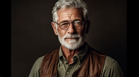 Premium Ai Image A Man With Grey Hair And Glasses With A Brown