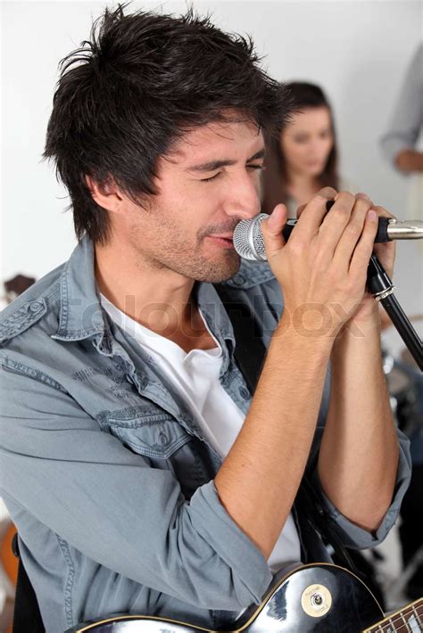 Male Vocalist In A Rock Band Stock Image Colourbox