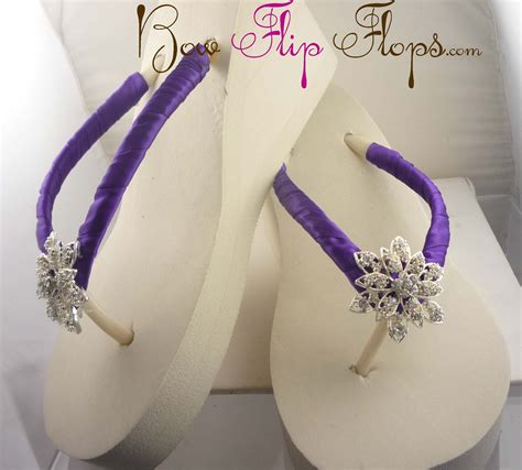 Bridal Ivory Flip Flops Wedge Rhinestone Flower Bling Satin Jewel Bride