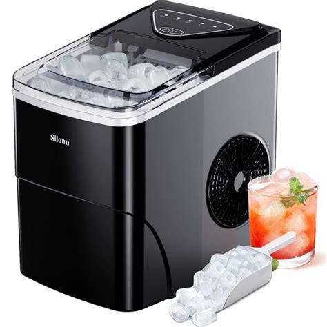 Silonn Ice Maker Countertop 9 Cubes Ready In 6 Mins 26lbs In 24hrs Self Cleaning Ice Machine