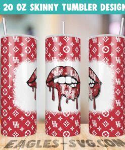 Houston Cougars LV Lips Glitter Tumbler Wrap PNG