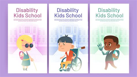 Disability Kids School Cartoon Posters Education 16263828 Vector Art