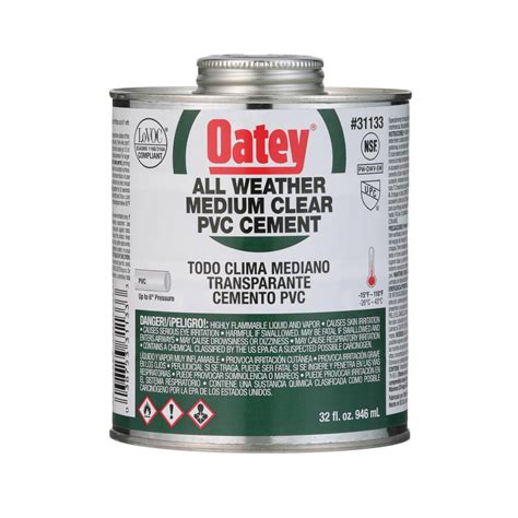 Oatey 32 Oz Medium Clear All Weather PVC Pipe Cement 31133 The Home