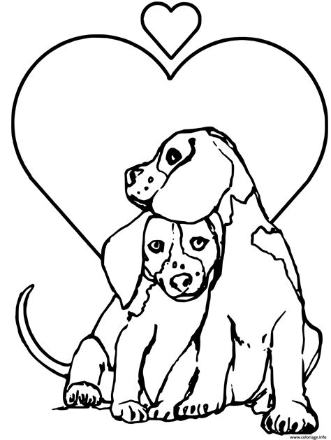 Coloriage Deux Chiens Amoureux Dessin Chien à imprimer