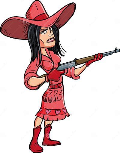 Cartoon Cowgirl With A Rifle Stock Illustration Illustration Of