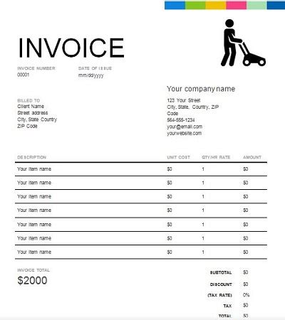 Free Lawn Care Invoice Templates Word Pdf Template Republic