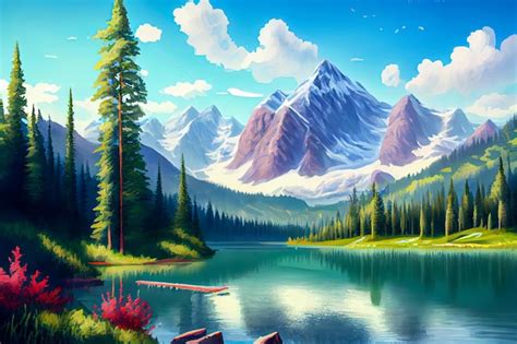 Premium Photo Alps Illustration In Spring Generative Ai