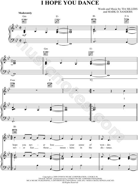 Lee Ann Womack I Hope You Dance Sheet Music In Bb Major Transposable