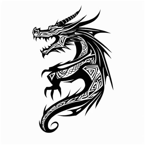 Premium Ai Image Tribal Dragon Tattoo