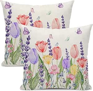 Amazon Yxuiyal Spring Flower Pillow Covers 20x20 Set Of 2 Tulip