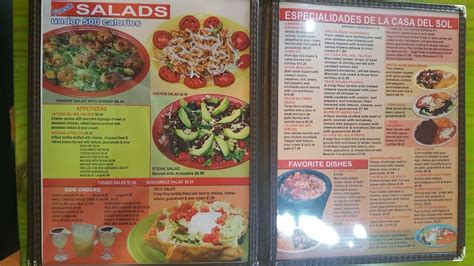 Menu at La Casa Del Sol restaurant, Hoopeston