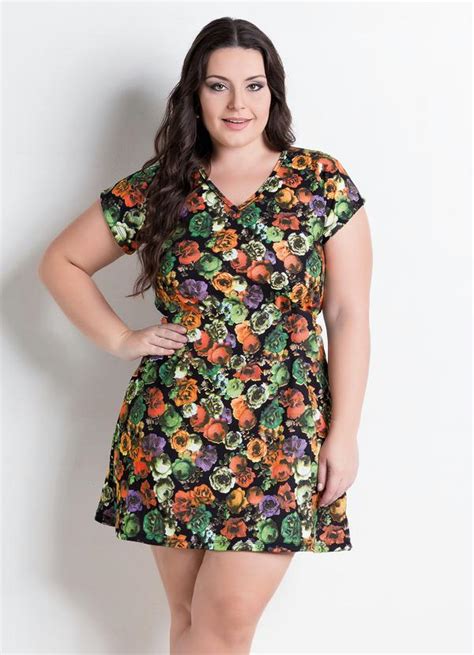 Vestido Decote V Floral Plus Size Marguerite