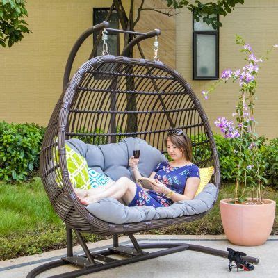 New Patio Double Egg Swing Chair With Stand Artofit