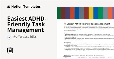 Easiest Adhd Friendly Task Management Template Notion Marketplace