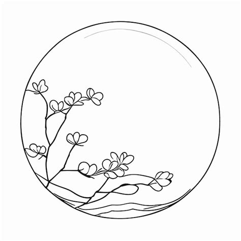 Premium Vector Hanami Vector Illustration Line Art