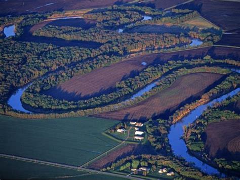 Red River Of The North Aerial Near Fargo North Dakota Usa