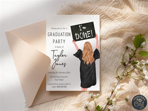 Graduation Invitation Template Graduation Invitation Instant Etsy