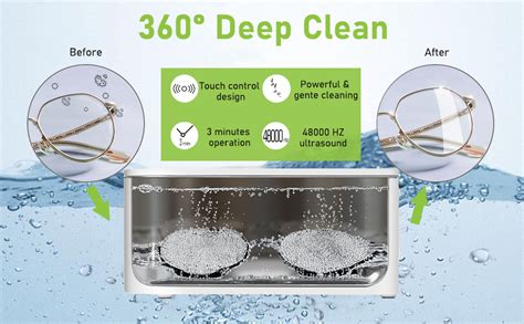 Ultrasonic Cleaner 48khz Jewelry Cleaner With 304 Stainless Steel Tank 360° All Round Deep