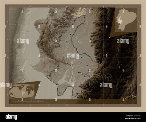 Guayas Provincia De Ecuador Mapa De Altura Coloreado En Tonos Sepia