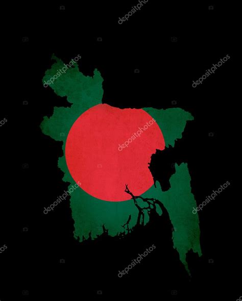 Bangladesh Outline Map With Grunge Flag Stock Illustration By