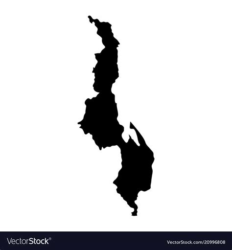 Black Silhouette Country Borders Map Of Malawi Vector Image