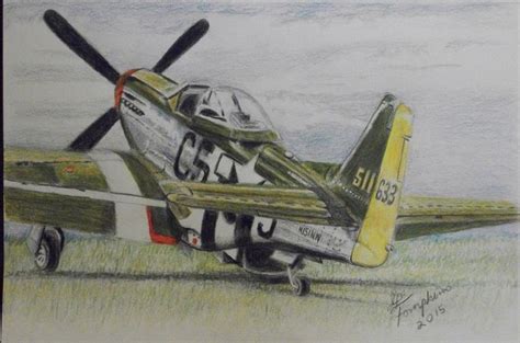 Using A Color Pencil Drawing This P 51d Mustang Aircraft Art