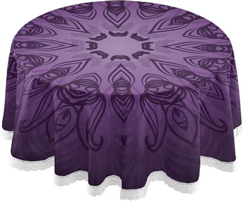 Hyjoy Purple Mandala Round Tablecloth Table Cover Water Resistant