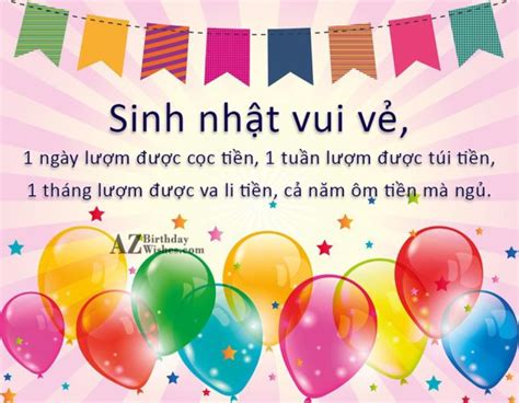 Sinh nhật vui vẻ, 1 ngày lượm được cọc tiền, 1 tuần lượm được túi tiền, 1 tháng lượm được va li ...