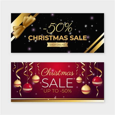 Plantilla De Banners De Venta De Navidad Dorada Vector Gratis