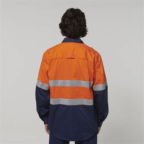 Hard Yakka Core Hi Vis Long Sleeve 2 Tone Taped Vented Cotton Shirt